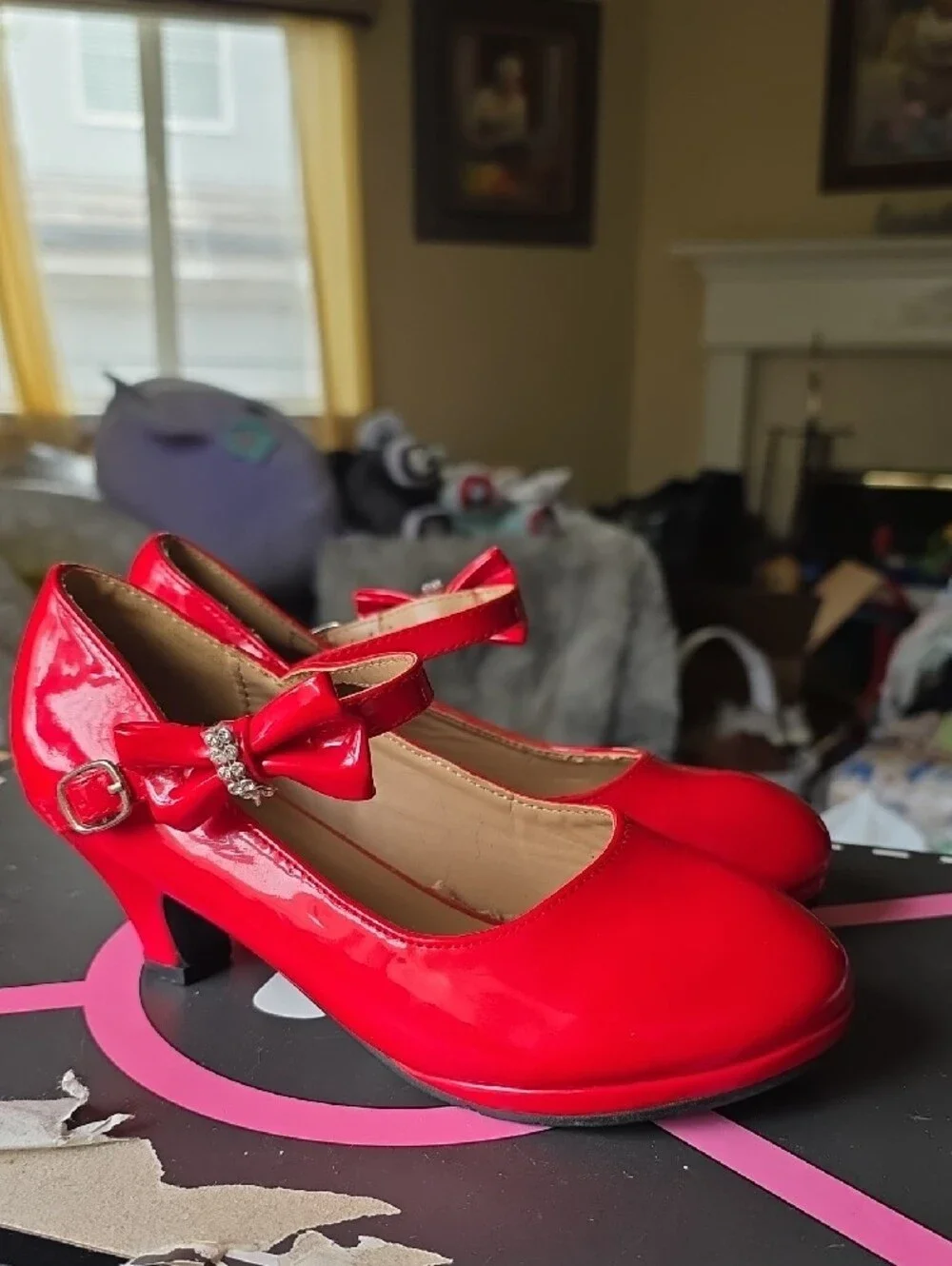 Link Red Patent Mary Jane Shoes with Bow Strap - Kids